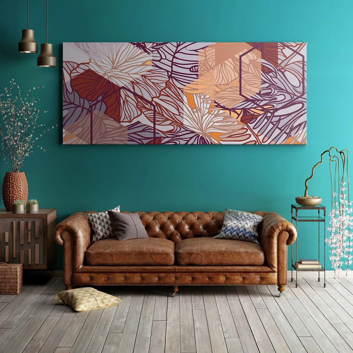 Quadro em tela - A impossível relação entre a geometria e a natureza - 100x40 cm