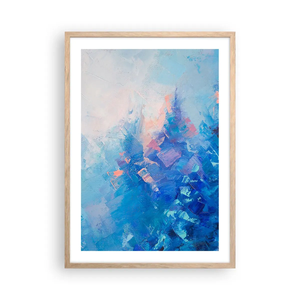 Pôster com moldura de carvalho claro - Abstração de inverno - 50x70 cm