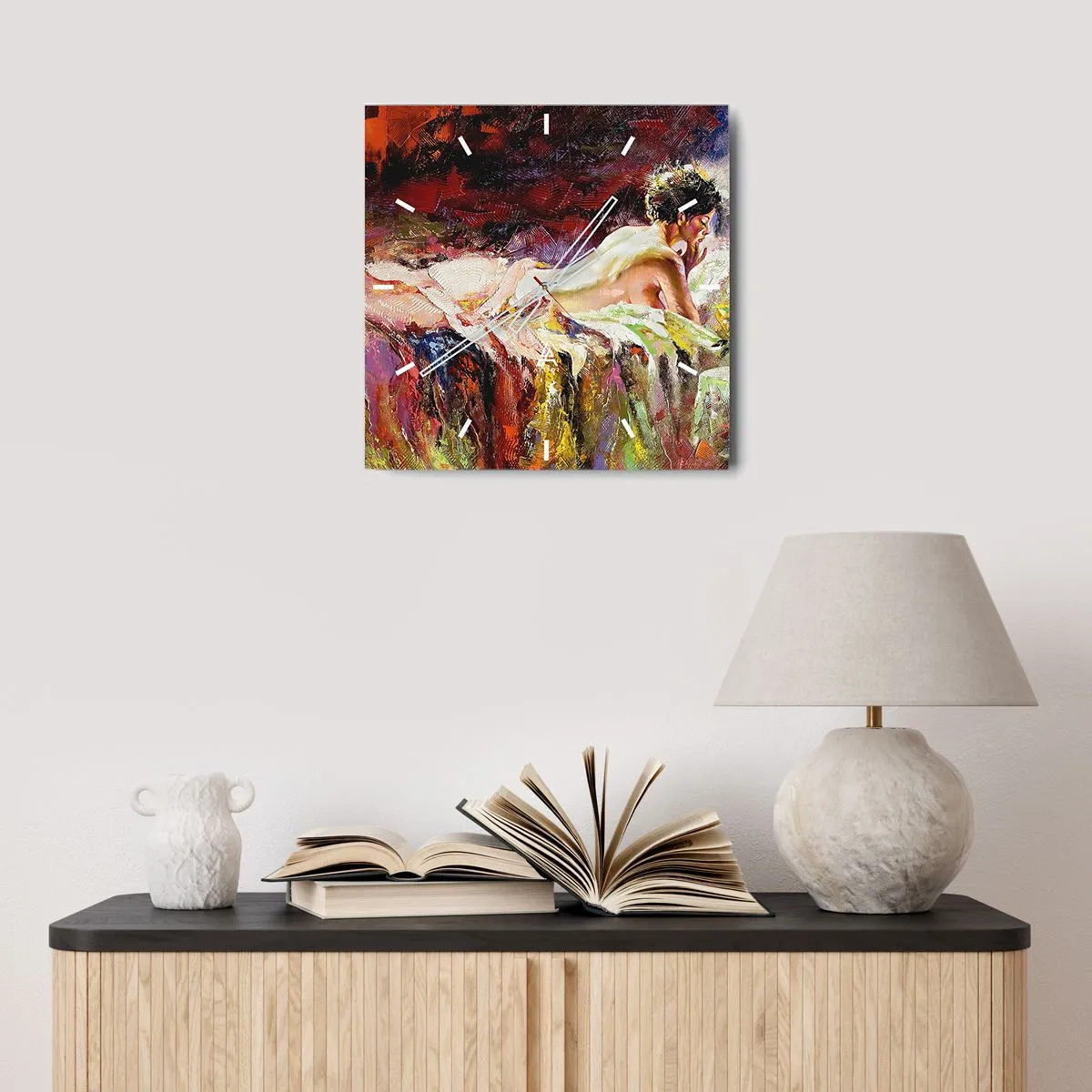 Relógio de parede - Relógio em vidro - Vênus pensativa - 40x40 cm