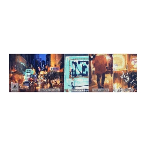 Amostra de papel de parede Premium Canvas - E a cidade não dorme - Cidade, Pessoas, Arquitetura - 100x30 cm