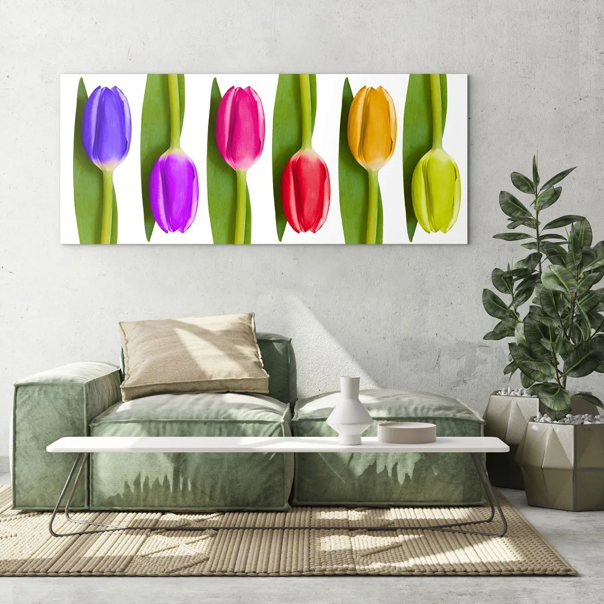 Quadro em vidro - Composição arco-íris - 120x50 cm