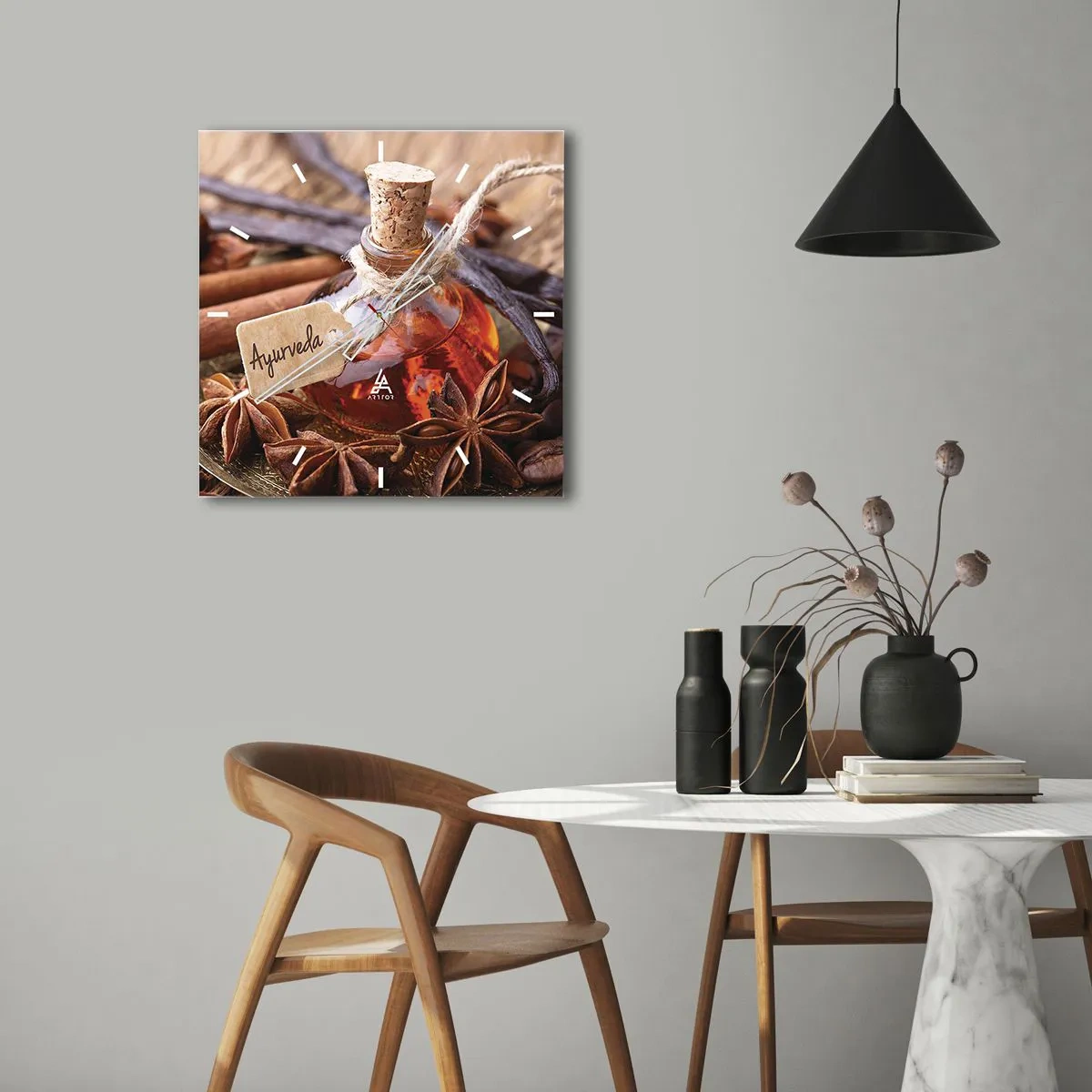 Relógio de parede - Relógio em vidro - Rumo à unidade do corpo e do espírito - 40x40 cm