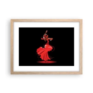 Pôster com moldura de carvalho claro - O espírito ardente do flamenco - 40x30 cm