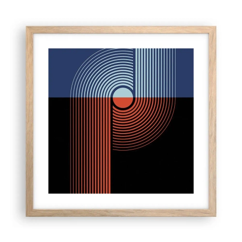 Pôster com moldura de carvalho claro - Num abraço geométrico - 40x40 cm