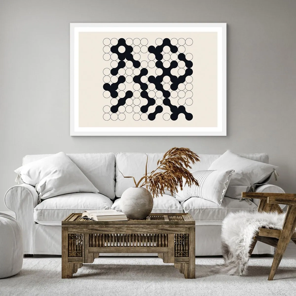 Pôster em moldura branca - Jogo chinês – variação - 60x60 cm