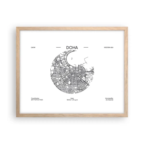 Pôster com moldura de carvalho claro - Anatomia de Doha - 50x40 cm