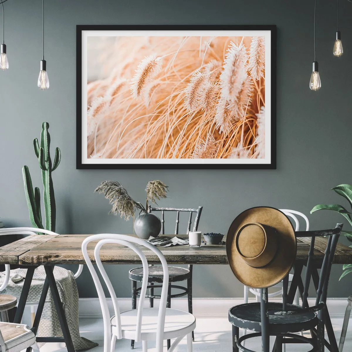 Pôster com moldura preta - O murmúrio dourado das plantas - 91x61 cm