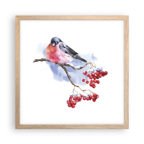 Pôster com moldura de carvalho claro - Inverno a cores - 40x40 cm