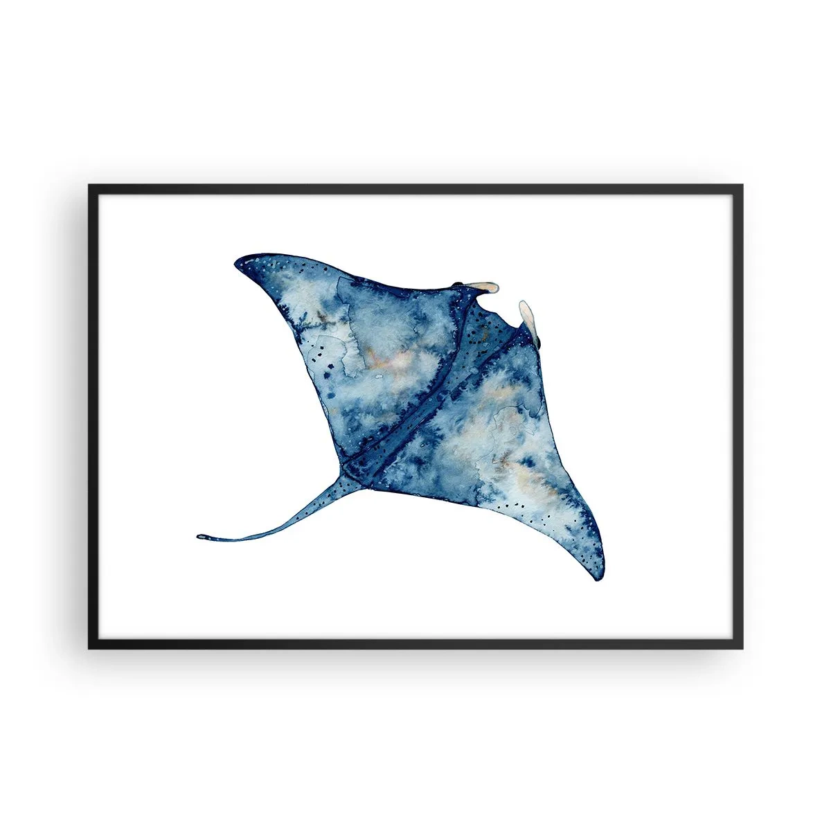 Pôster com moldura preta - A vida em azul - 100x70 cm