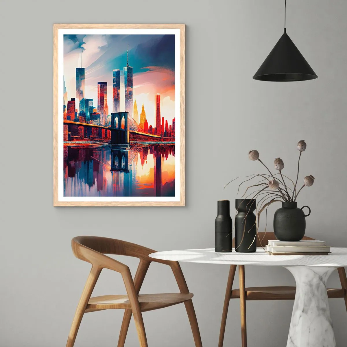 Pôster com moldura de carvalho claro - Nova York dos sonhos - 70x100 cm