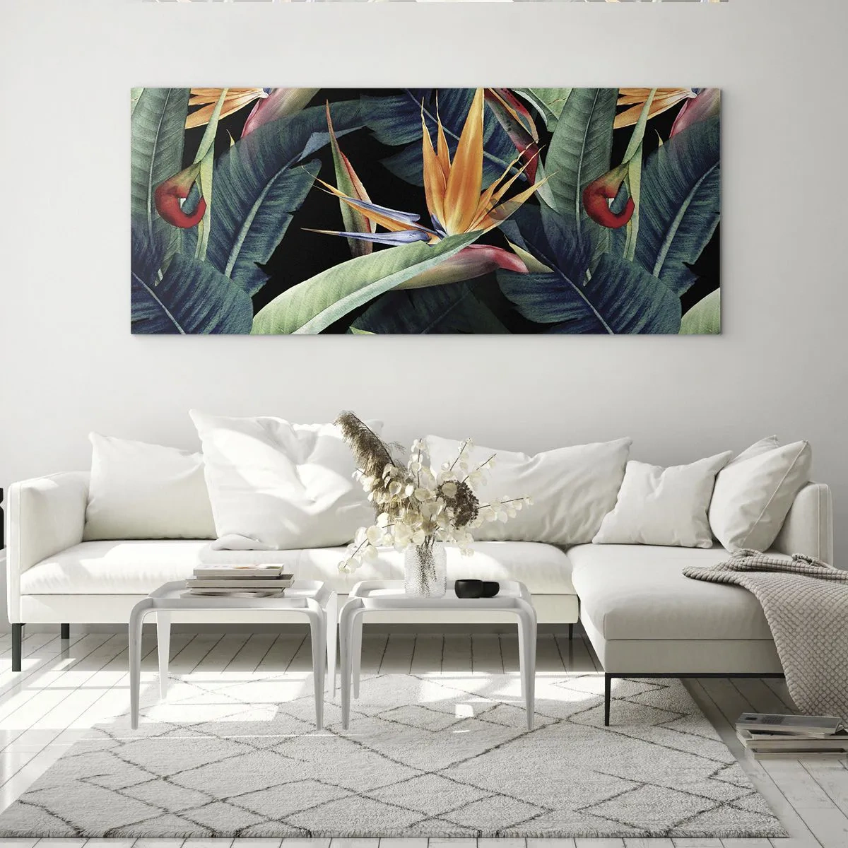 Quadro em vidro - Flores ardentes dos trópicos - 100x40 cm