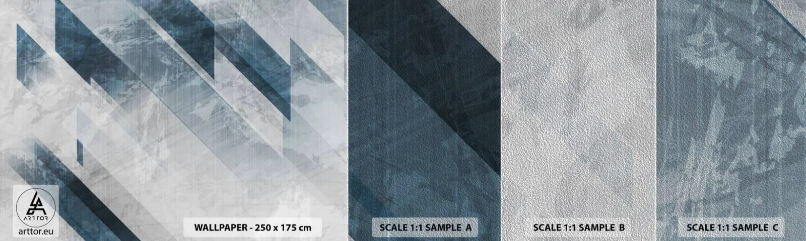 Amostra de papel de parede Premium Sand - Arte espacial – movimento cinzento - Abstração, Pedaço, Padrão Moderno - 100x30 cm