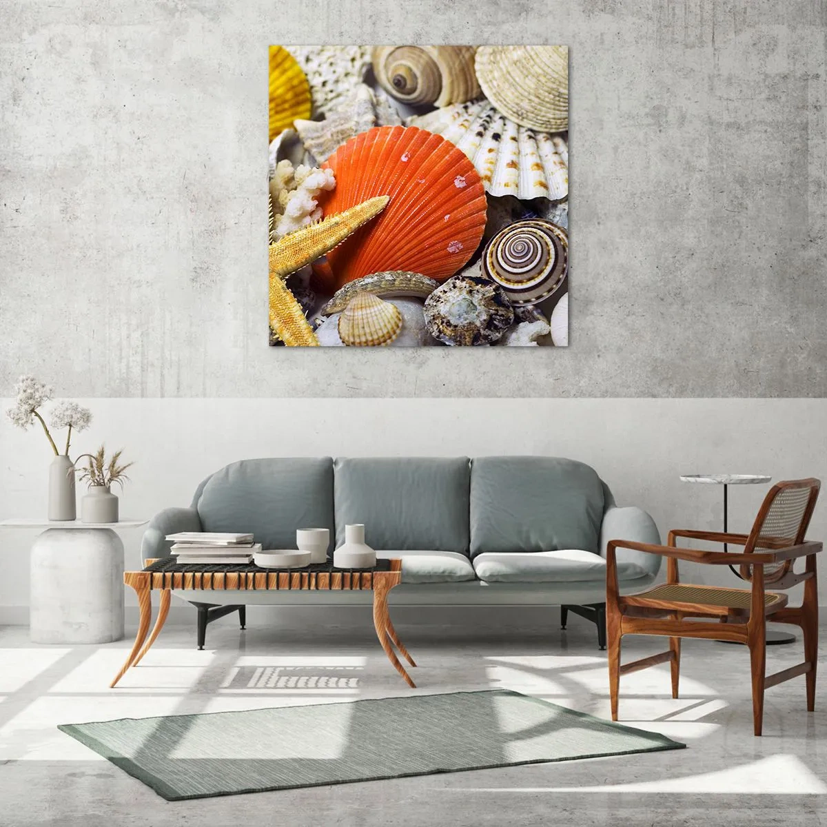 Quadro em vidro - Tesouros do oceano - 60x60 cm