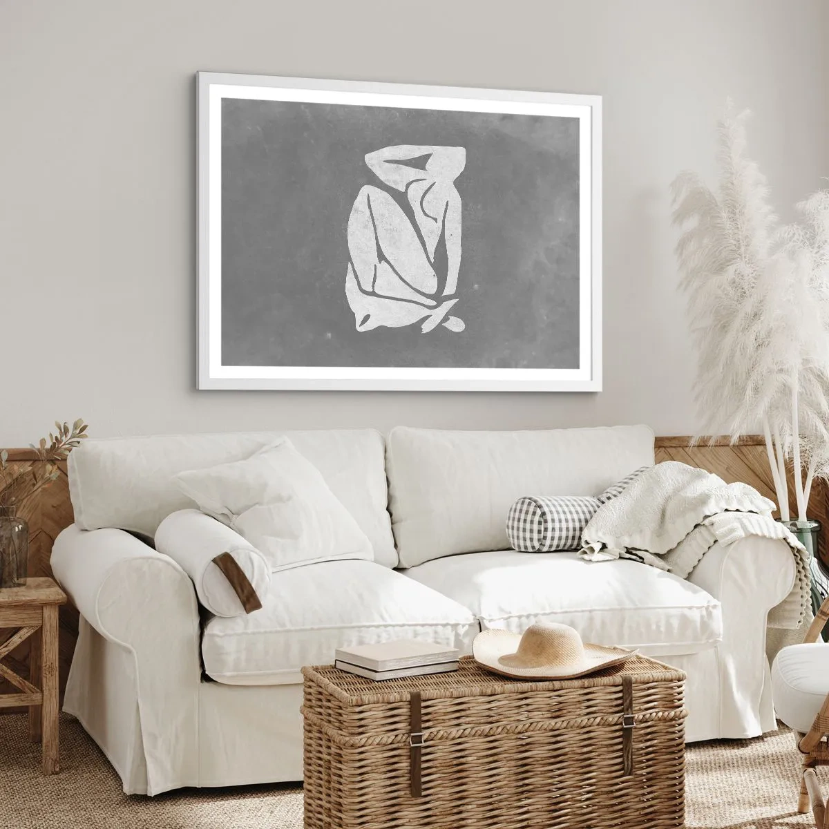 Pôster em moldura branca - Nos pensamentos - 100x70 cm