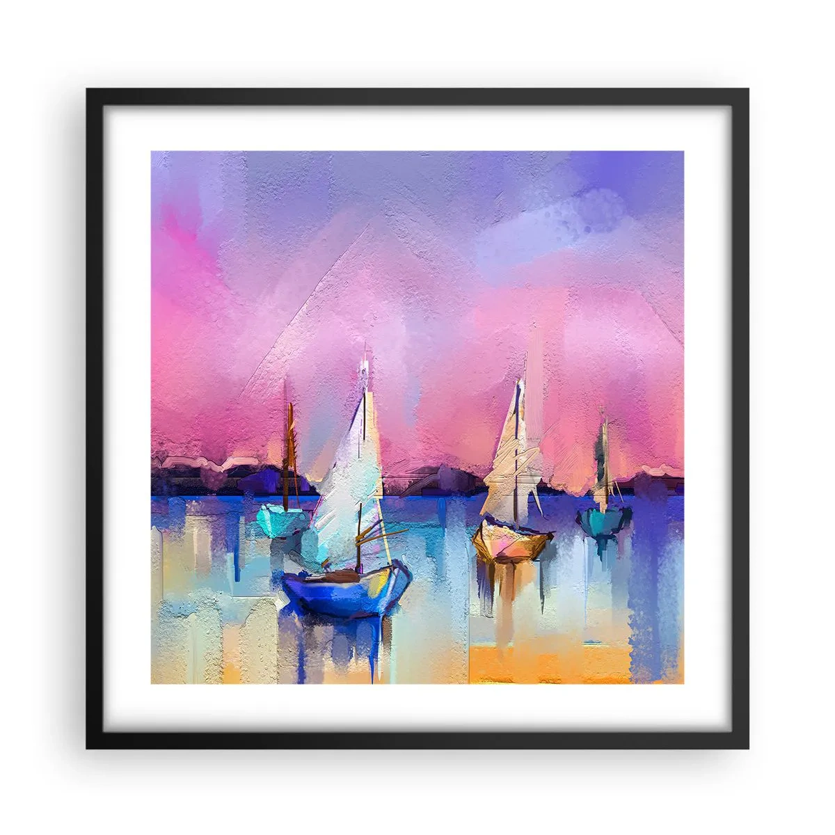 Pôster com moldura preta - Direção: águas largas - 50x50 cm