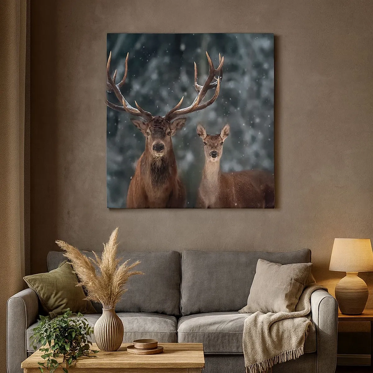 Quadro em tela - O senhor da floresta com sua esposa - 30x30 cm