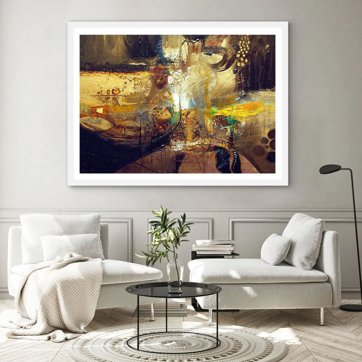 Pôster em moldura branca - Frio, mais quente, quente - 70x50 cm