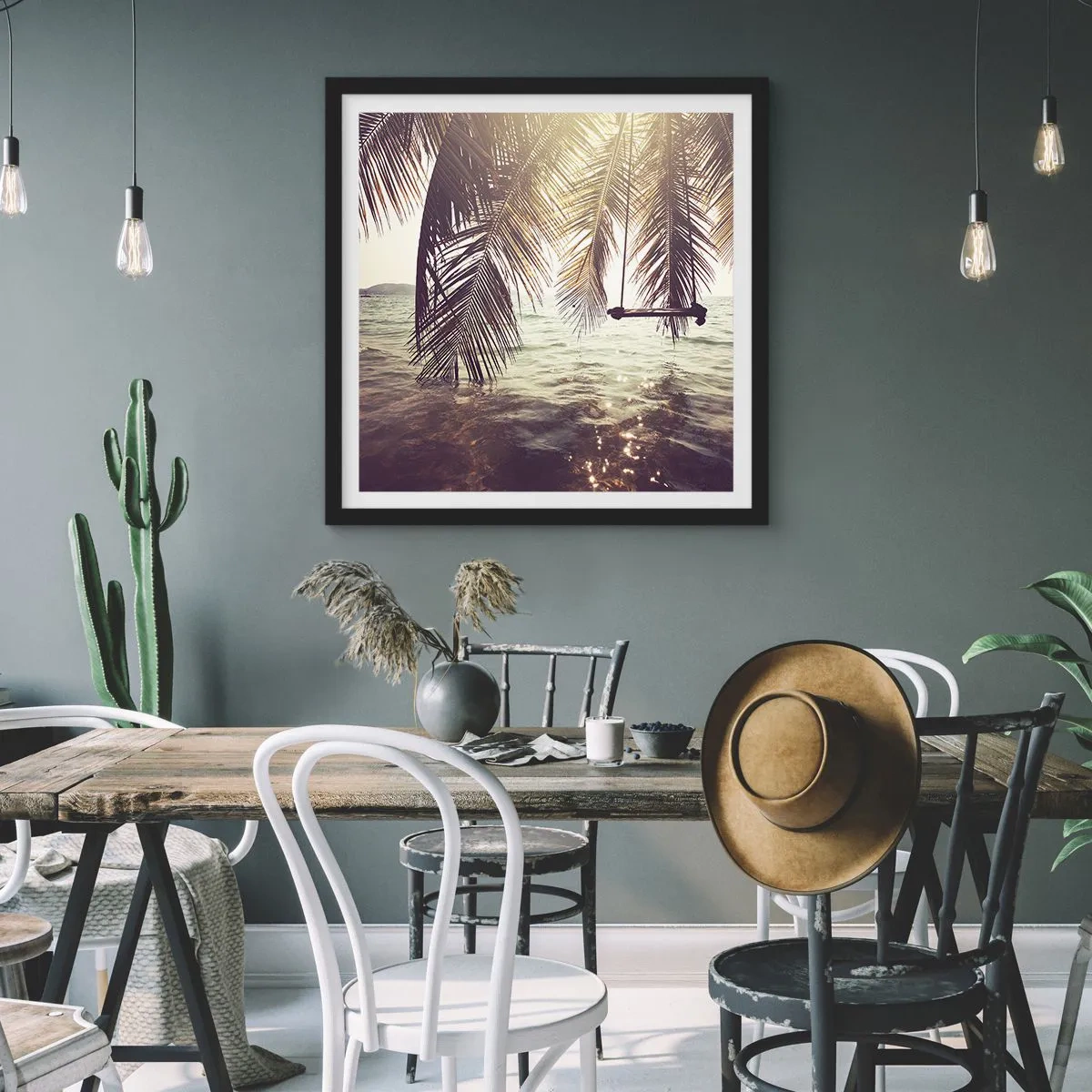 Pôster com moldura preta - Deixe-se levar pela imaginação - 40x40 cm