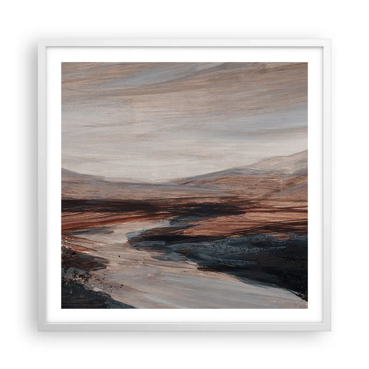 Pôster em moldura branca - Um vale tranquilo - 60x60 cm