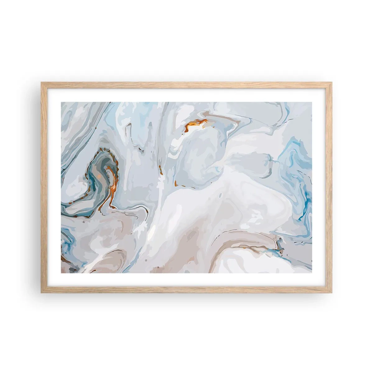 Pôster com moldura de carvalho claro - Branco elevado - 70x50 cm