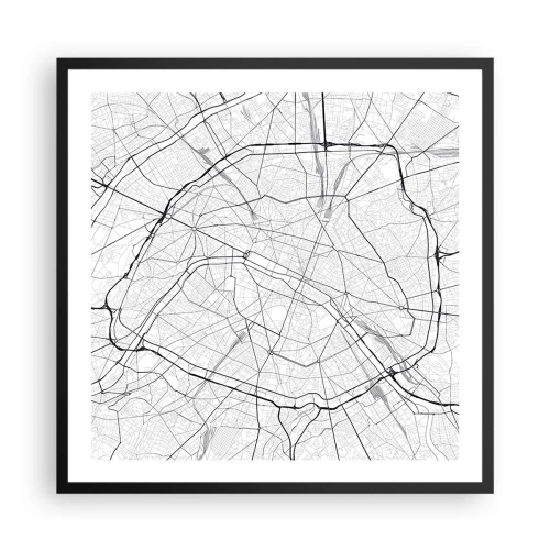 Pôster com moldura preta - Flor de Paris - 60x60 cm