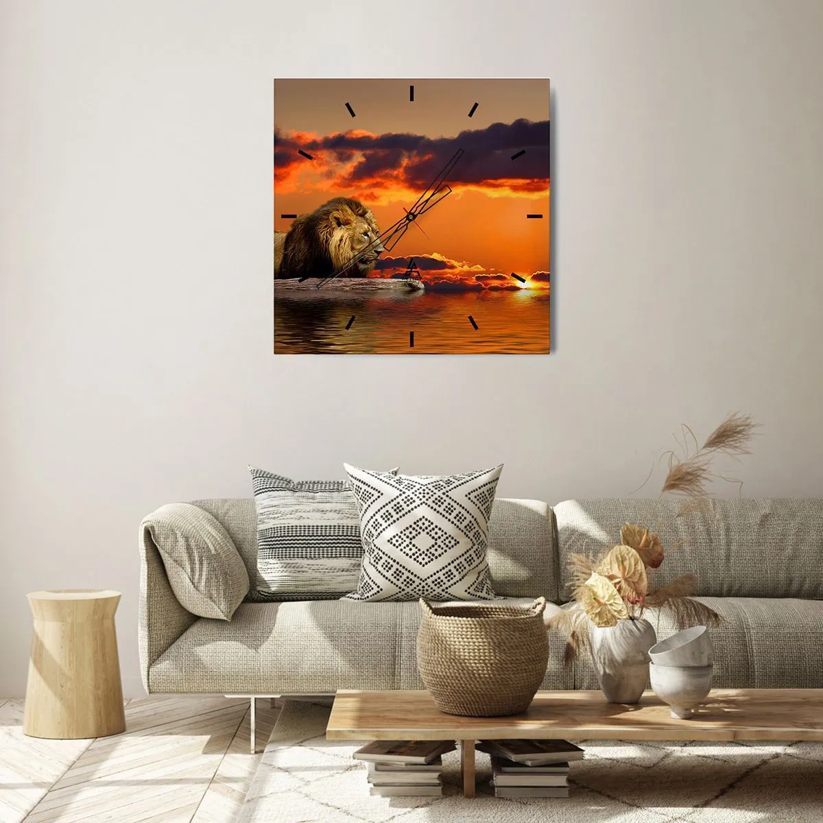 Relógio de parede - Relógio em vidro - Rei da natureza - 40x40 cm