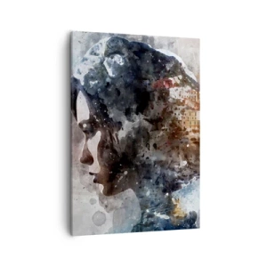 Quadro em tela - Uma história sobre uma menina e uma cidade ao fundo - 50x70 cm