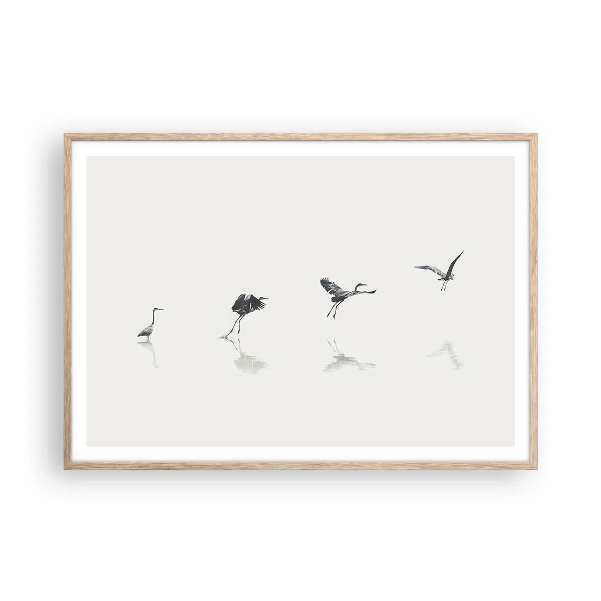 Pôster com moldura de carvalho claro - Quatro passos simples - 100x70 cm