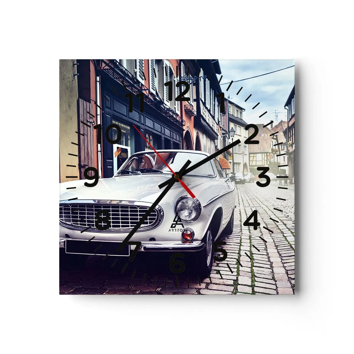 Relógio de parede - Relógio em vidro - O passado é hoje - 40x40 cm