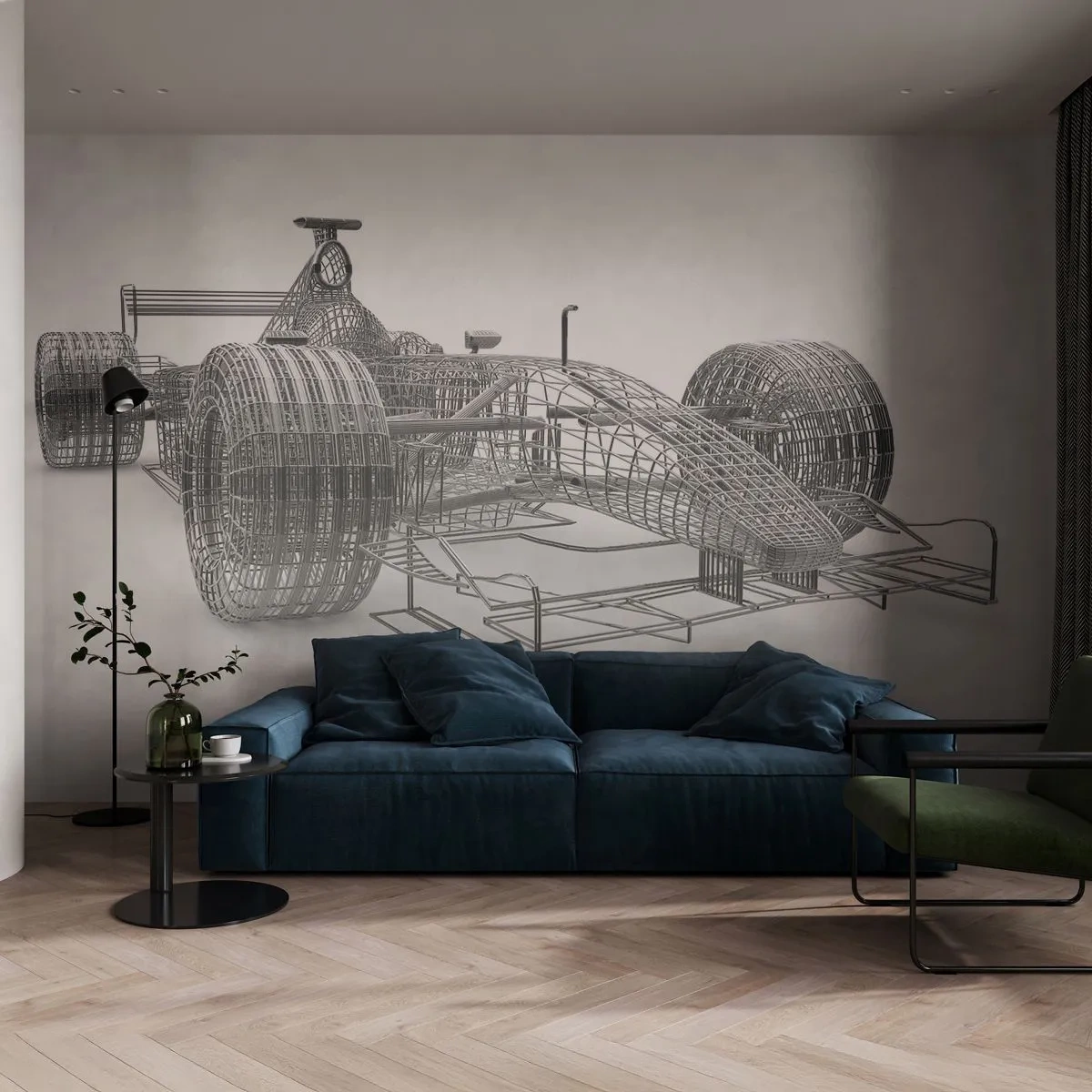 Papel de Parede Autocolante Deluxe Sticker - Construção ideal - a ideia de impulso - 3D, Carro de corrida, Gráficos - 250x175 cm