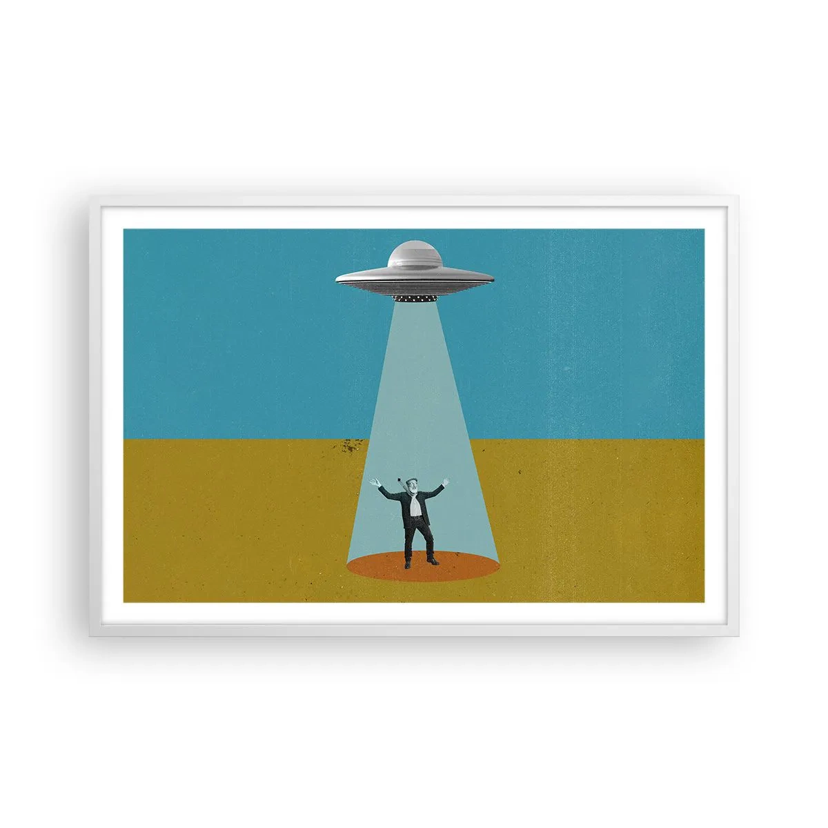 Pôster em moldura branca - Encontro próximo - 91x61 cm