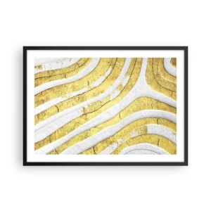 Pôster com moldura preta - Composição a branco e ouro - 70x50 cm