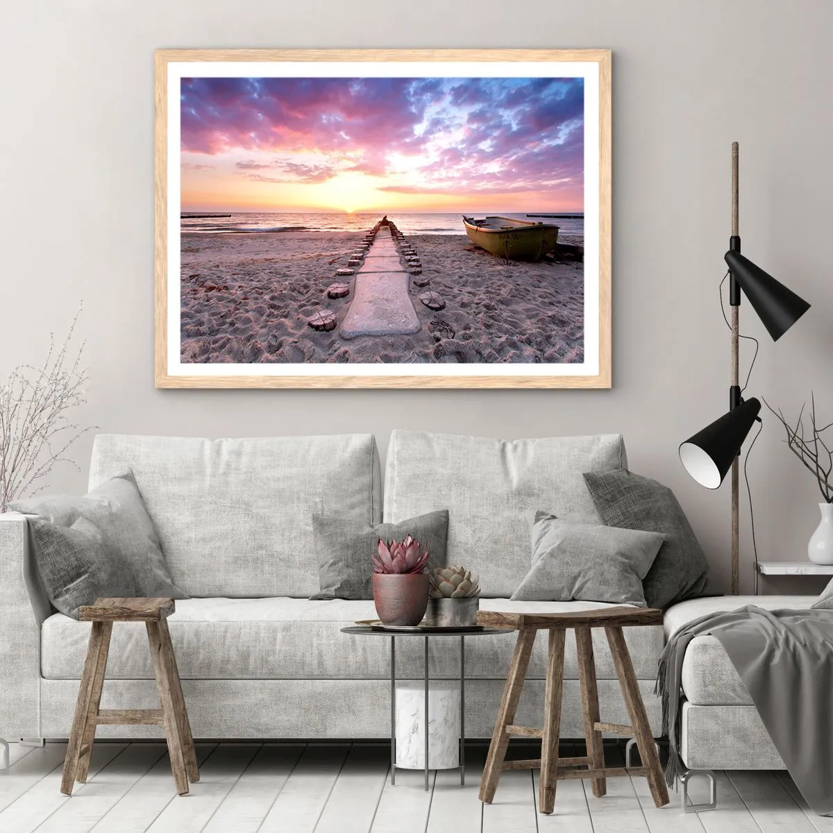 Pôster com moldura de carvalho claro - Um momento de profunda experiência - 100x70 cm