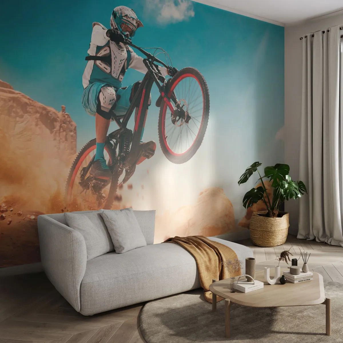 Papel de Parede Premium Canvas - Loucura demoníaca da bicicleta - Bicicleta, Velocidade, Competições Esportivas - 200x140 cm