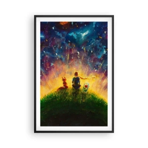 Pôster com moldura preta - Amor e amizade - o mundo inteiro - 61x91 cm