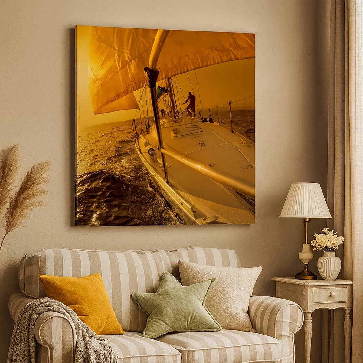 Quadro em tela - Noite dourada depois de um dia multicolorido - 30x30 cm