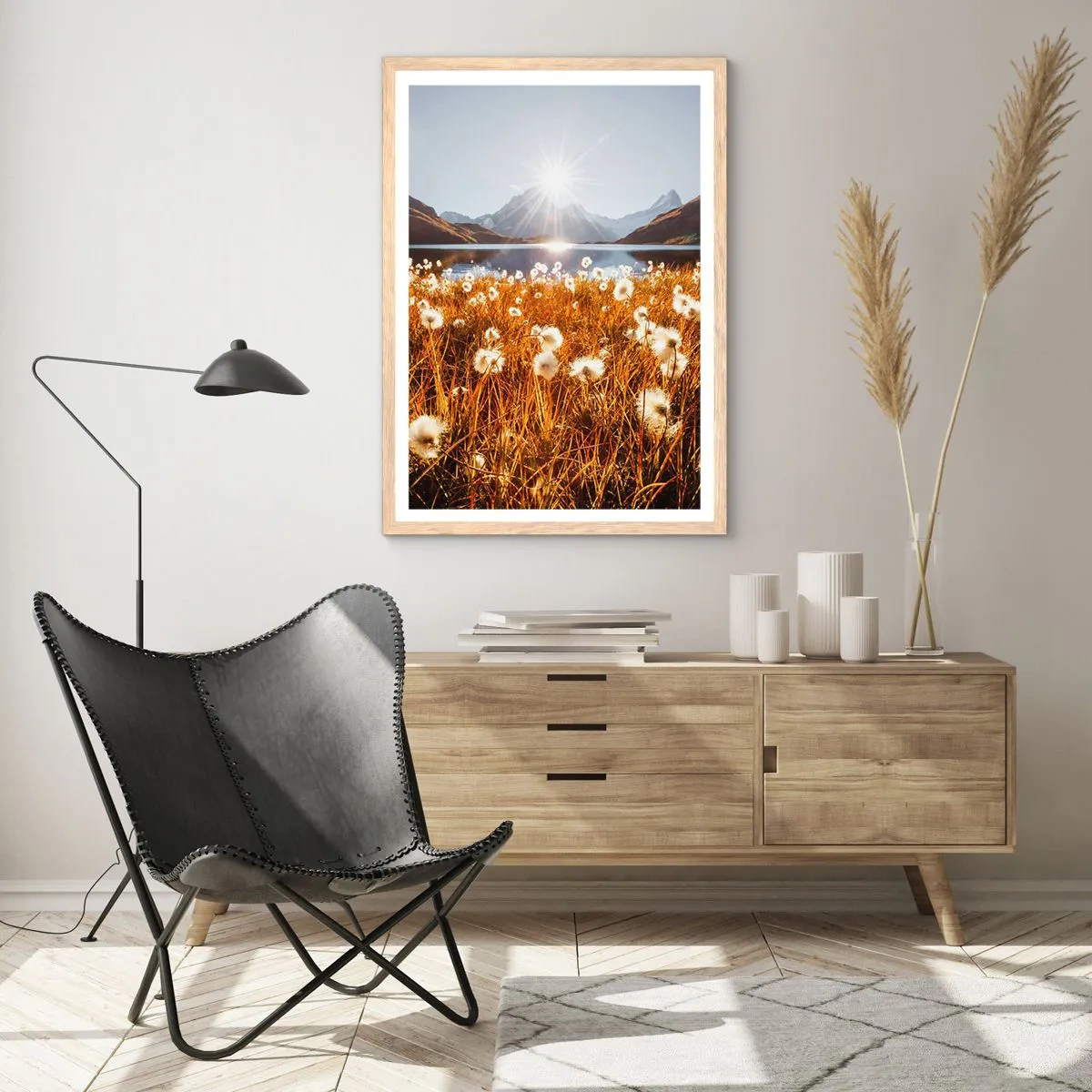 Pôster com moldura de carvalho claro - Dureza da rocha, suavidade da relva - 61x91 cm