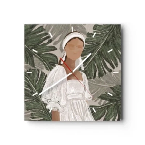 Relógio de parede - Relógio em vidro - Retrato exótico - 40x40 cm