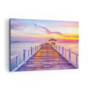 Quadro em tela - O silêncio lilás-dourado da noite - 100x70 cm