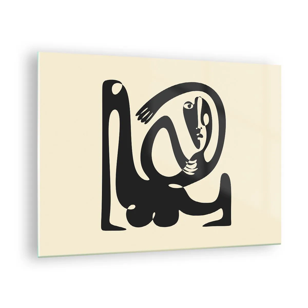 Quadro em vidro - Retrato abstrato em estilo que lembra Picasso - 70x50cm - Quase Picasso - Decoração de parede moderna para a sala de estar e quarto ARTTOR