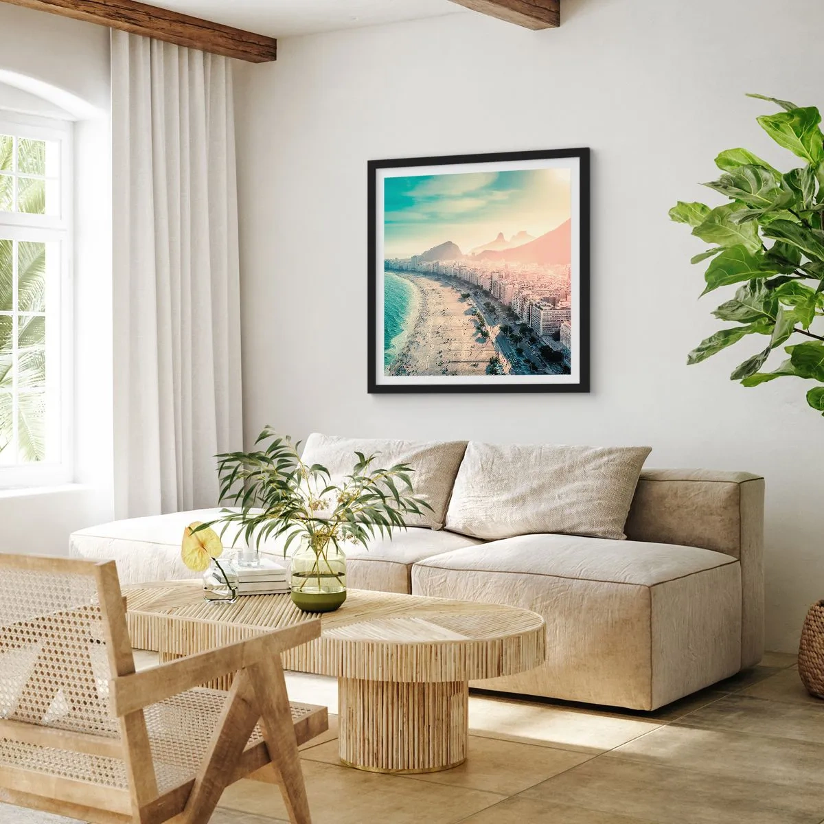 Pôster com moldura preta - Férias eternas no Rio - 40x40 cm