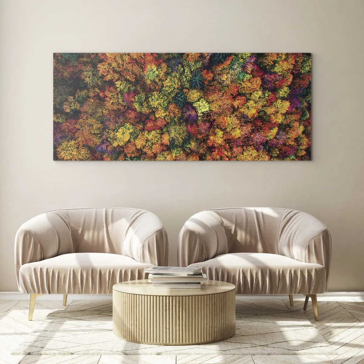 Quadro em vidro - Bouquet de árvores de Outono - 120x50 cm