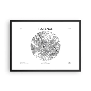Pôster com moldura preta - A anatomia de Florença - 70x50 cm