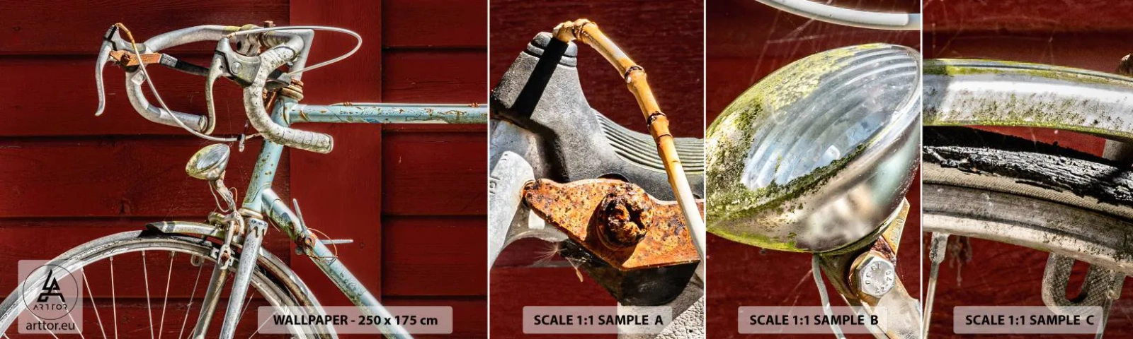 Amostra de Papel de Parede Standard Eco - Feito para vencer - Bicicleta, Retrô, Ciclismo - 100x30 cm