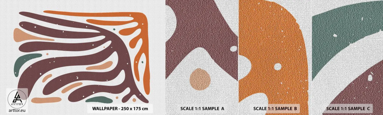 Amostra de papel de parede Premium Canvas - Composição orgánica radiante - Boho, Minimalismo, Pedaço - 100x30 cm