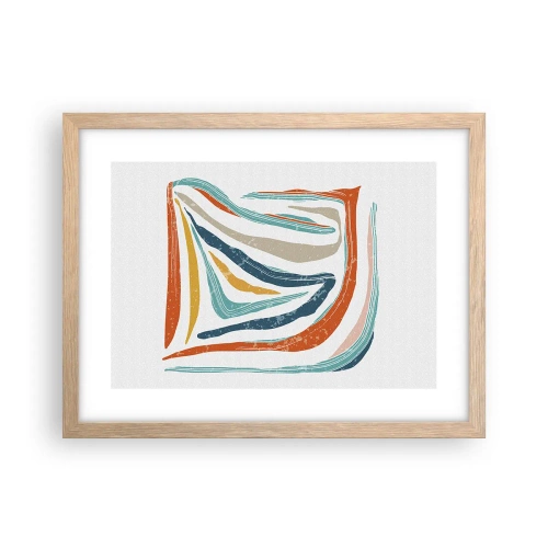 Pôster com moldura de carvalho claro - Abstração com um sorriso amigável - 40x30 cm