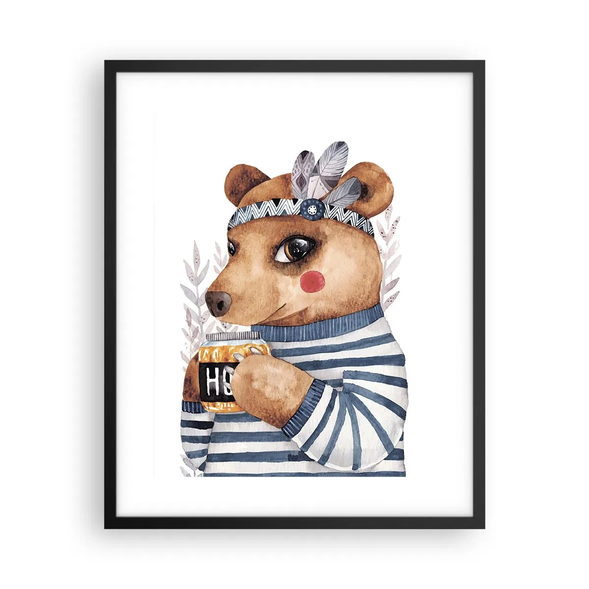 Pôster com moldura preta - Doce ursa - 40x50 cm