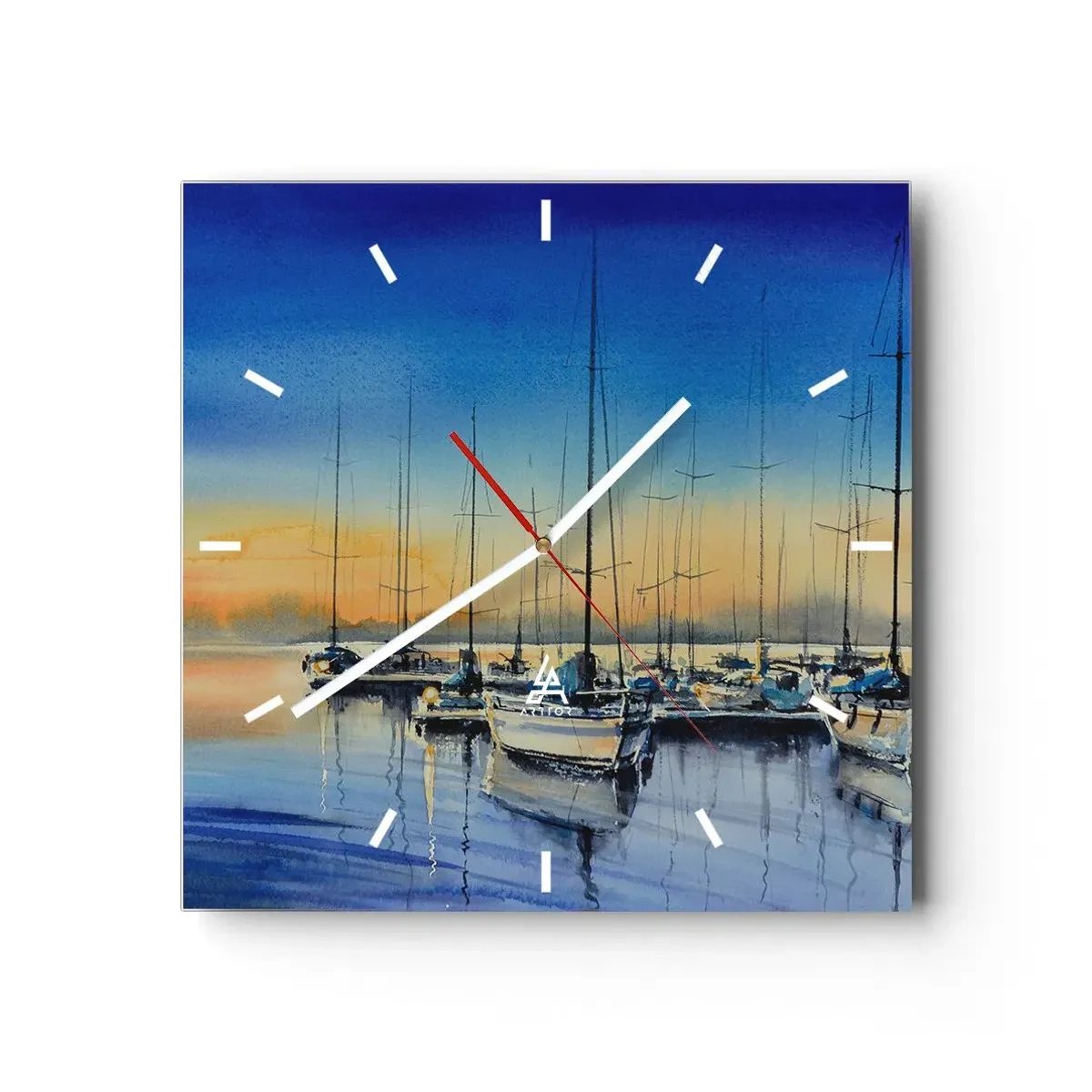 Relógio de parede - Relógio em vidro - Fim de um bom dia - 40x40 cm