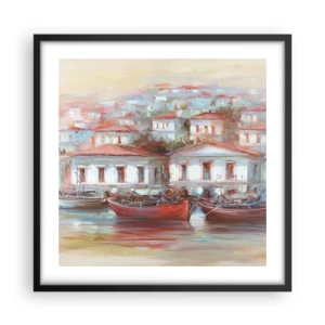 Pôster com moldura preta - Cidade feliz - 50x50 cm