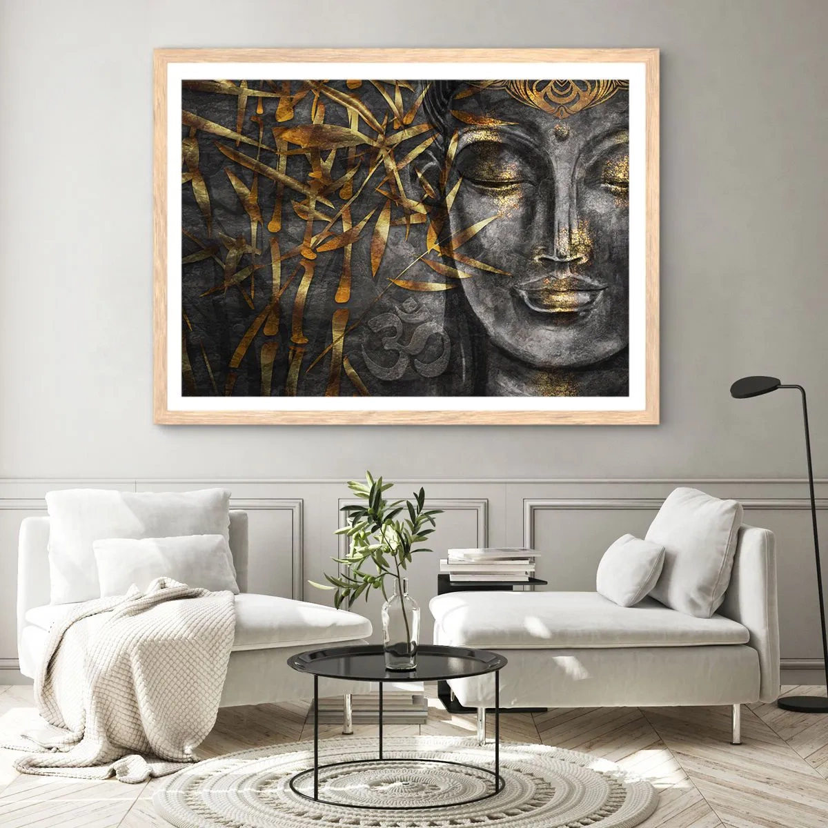 Pôster com moldura de carvalho claro - Sinta a paz - 70x50 cm